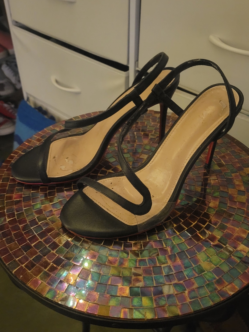 Black Strappy Slingback Stiletto Heels